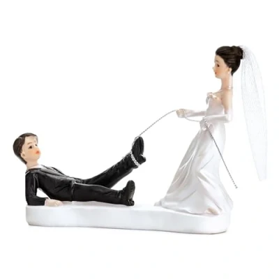 Image of PartyDeco Wedding Decoration Corda Cake Topper, PVC, Black and White