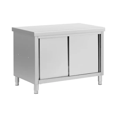 Image of Stainless Steel Kitchen Cabinet with Worktop &amp; Pass Through 120 x 70 cm 500 kg