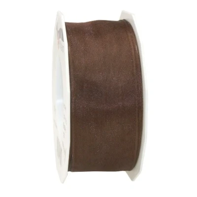 Image of C.E. Pattberg Präsent Four Seasons Organza wired edge Ribbon Brown 40 mm width, 25 m length