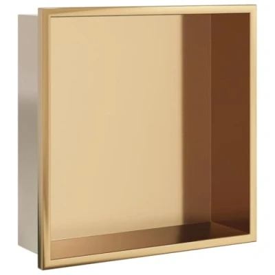Image of vidaXL Shower Niche Recessed Shelf Brushed Gold Stainless Steel Wall Mounted Storage for Bathroom, Kitchen, Living Room, Bedroom 32 x 9 cm