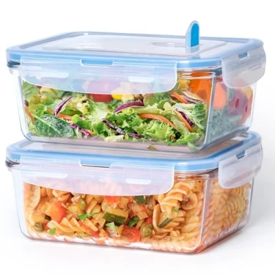 Image of NUTRIUPS 1L Airtight Glass Food Storage Containers with Lids, Rectangular Set, BPA Free for Meal Prep, Travel, Freezer, Oven