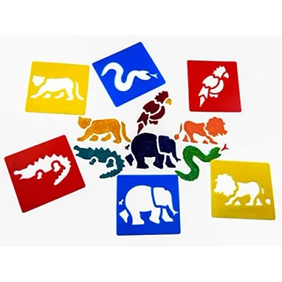 Image of Washable Strong Plastic Stencils Jungle Animal Themed Pack of 6