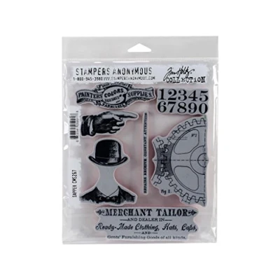 Image of Stampers Anonymous Tim Holtz Cling Stamps 7 Inch x 8.5 Dapper