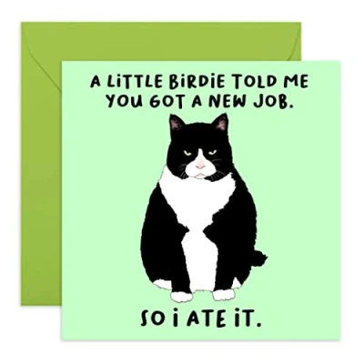 Image of Central 23 Funny New Job Card &#039;A Little Birdie…New Job&#039; Cheeky for Her Congratulations Comes with Fun Stickers