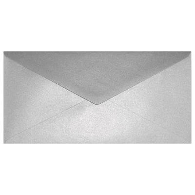 Image of Netuno 100 long Silver pearlescent envelopes DIN DL 110x220mm 8.66x4.33 inches 120gsm Aster Metallic gummed pointed flap no window for wedding invitations greeting cards Christmas RSVP brochure