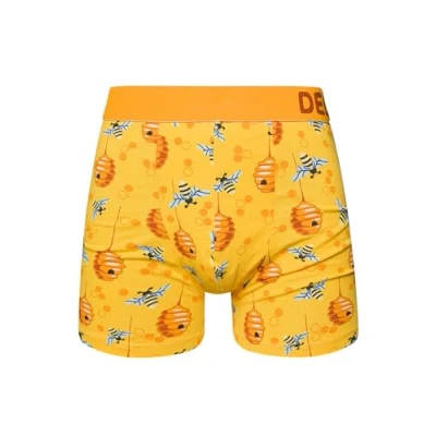 Image of Dedoles Men&#039;s &amp; Boys&#039; Boxers Underwear Boxer Shorts Cotton Trunks Funny Designs Astronaut Hamster Games Books Gift for Him, Design: Busy Bees, Colour: Orange, Size: L