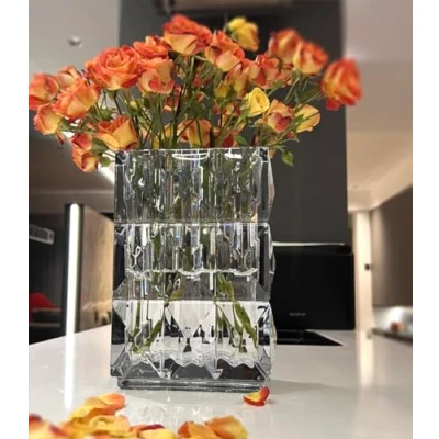 Image of Glass Vase for Flowers Crystal Clear Book Large Flower Vases Decorations, Modern Personalised Ornaments Living Room Dining Bedroom Home Decor Accessories, Birthday Gifts Women