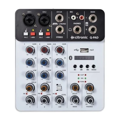 Image of Citronic Q PAD Compact Mini Mixer With USB/Bluetooth/MP3: Versatile Connectivity, Professional Audio Quality, Portable Design, Integrated USB Interface, User Friendly Controls