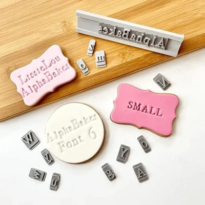 Image of LissieLou AlphaBakes Font 6 Small Stamp Tiles Letters on a Bar Uppercase
