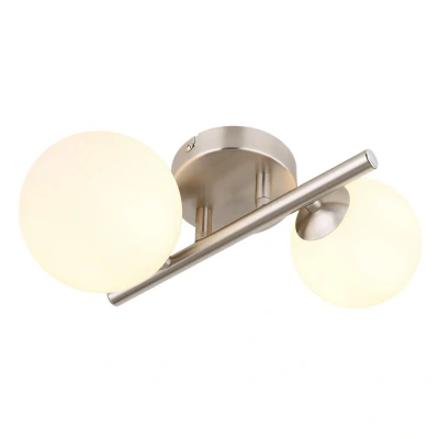 Image of Riha Globe Wall Lights Nickel Matt Opal Glass Shade 2x G9 3000K