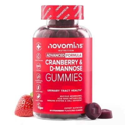 Image of Novomins Cranberry &amp; D Mannose Gummies Supplement for Urinary Tract Health and Better Bladder Control With Zinc, Magnesium, Powder Vegan Gluten Free 60 Inulin