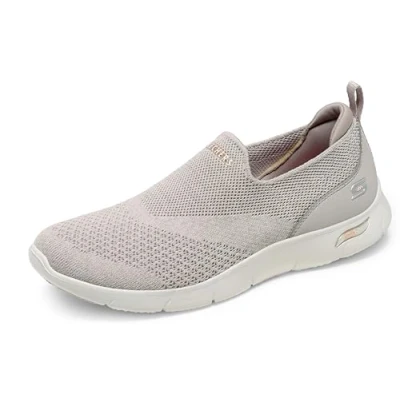 Image of Skechers Women&#039;s 104164 TPE Trainers, Taupe Heathered Knit/Peach Trim, 4.5 UK