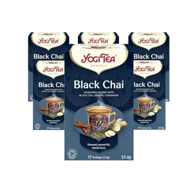 Image of Yogi Tea, Black Chai, Organic Herbal Blend of Ginger and Cinnamon, 6 Packs x 17 Tea Bags (102 Teabags Total)