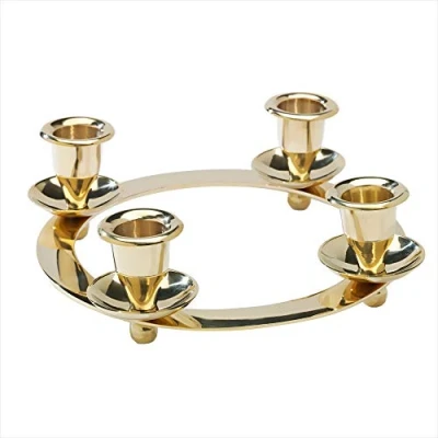 Image of NKlaus Candlestick Ø 20cm Advent wreath candle holder round for candles 2cm brass gold decoration table stick 2899
