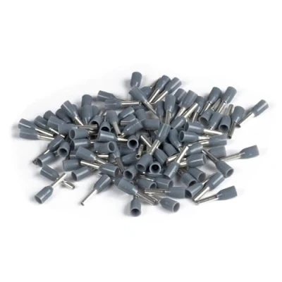 Image of ERKO Pack of 100 Wire End Ferrules, Cross Section, 0.14 mm², Length 6 mm, Professional Cable Lugs Made Galvanised Copper with Polyamide Insulation, Connector for Electricians