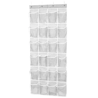 Image of AMOS Over the Door Shoe Organiser 24 Pair Space Saving Holder, Hanging Rack w/Durable Mesh &amp; PVC Pockets Boot