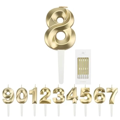 Image of Ushine Number Candles 8 and 1 Box of Small Candles,Birthday Cake Candles,3D Stereoscopic Gold Large Candle Inserts,Suitable for Decorating Birthday Anniversary Wedding Party Graduation