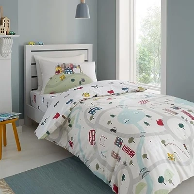 Image of Bianca Transport Cotton Junior Duvet Cover Set with Pillowcases White