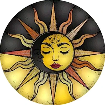 Image of Abillyn Embroidery Cross Stitch Kits Sun and Moon Face, Black Yellow Stamped with Printed Pattern Starter Kit (Sun Moon)