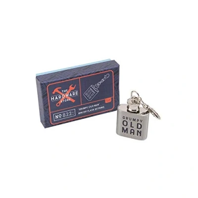 Image of Hardware For You Ltd The Store, Grumpy Old Man Mini Hip Flask Keyring in Stainless Steel