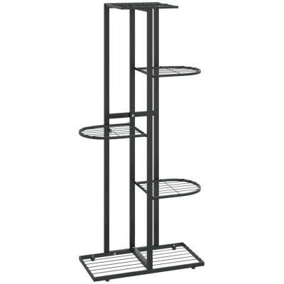 Image of vidaXL 5 Floor Flower Stand 43x22x98 cm Black Metal