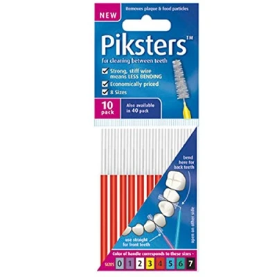 Image of Piksters Interdental Brushes, Pack of 10, Red, 0.65 mm, Value 6 (6 x 10 Pieces)