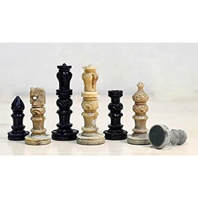 Image of StonKraft Natural Stone Chess Pieces Chessmen Coins (3&quot; King) Accessories Board Games