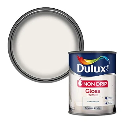 Image of Dulux Non Drip Gloss Paint For Wood And Metal Pure Brilliant White 750 ml
