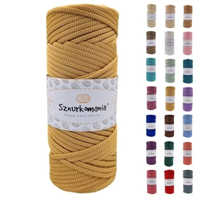 Image of Polyester Cord 5 mm 100 m, Many Colours, Flat Cord, Crochet Macrame Yarn, Shiny Comania (Mustard)