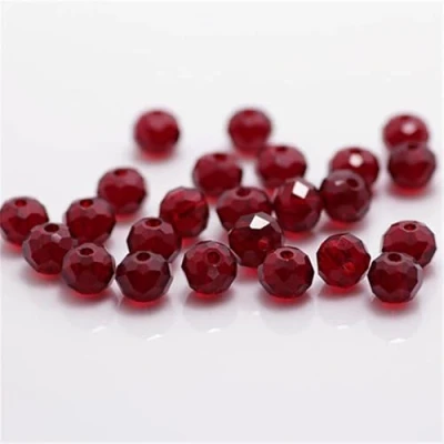 Image of 500pcs 6mm Rondelle Faceted Crystal Glass Beads Loose Spacer Round for Jewelry Making DIY Bead (Dark red)