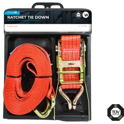 Image of 4x Simply Pack of 1 50mm*8m 5000Kg Ratchet Tie Down RTD005