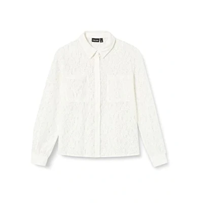 Image of PIECES Women&#039;s Pcbella Ls Lace Shirt Blouse, Cloud Dancer, M