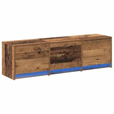 Image of vidaXL TV Cabinet with LED Old Wood 140x34x40 cm Engineered