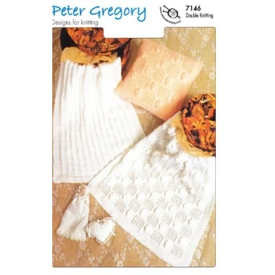Image of Peter Gregory Double Knitting Pattern for Baby Accessories Pram Blankets &amp; Cushion (7146)
