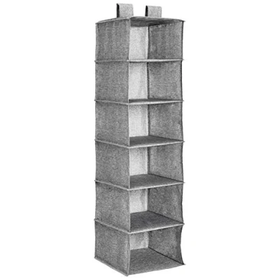 Image of Amazon Basics Hanging Closet Shelf 6 Tier, Heather Grey, 12&quot; x 2&quot;