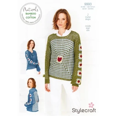 Image of Stylecraft DK Crochet Pattern 9993 Ladies Sweaters (2 Designs)