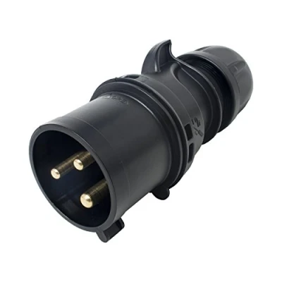 Image of PCE 32amp 2P+E CEE Midnight Black Cable Mount Male Plug. IP44 (023 6X)