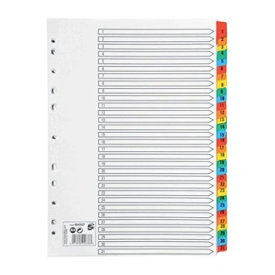Image of 5 Star Office Index 150gsm Card with Coloured Mylar Tabs 1 31 A4 White