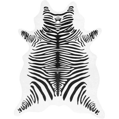 Image of vidaXL Rug Black and White 120x170 cm Zebra Pattern Washable Anti Slip