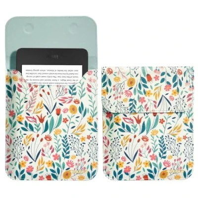 Image of TiMOVO 6 Inch Tablet Sleeve for All New 6&quot; Kindle 11th Generation 2024/2022, Protective Cover Case with Pocket E Reader, Flowers