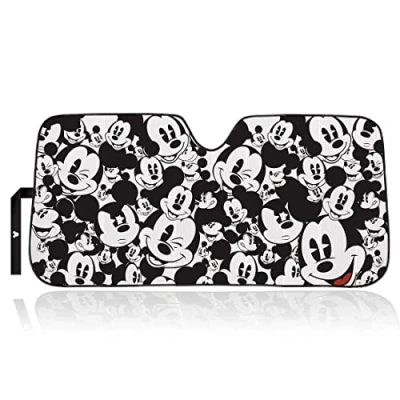 Image of Plasticolor 003689R01 Mickey Mouse Expressions Accordion Style Car Truck SUV Front Windshield Sunshade