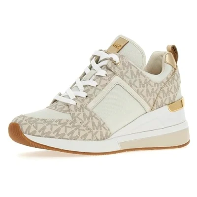 Image of Michael Kors Georgie Trainer Trainers, Women&#039;s, Size: 3.5, Vanilla Imitation leather/ textile