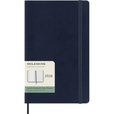 Image of Moleskine Weekly Planner, 2026 12 Month Agenda with Space for Notes, Soft Cover and Elastic Closure, Large Format 13x21, Blue Color