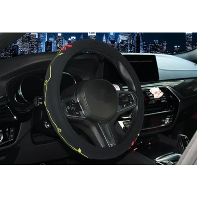 Image of Mayco Bell 2017 Automotive Women Embroidery Cute Car Steering Wheel Cover (Twin Flowers)