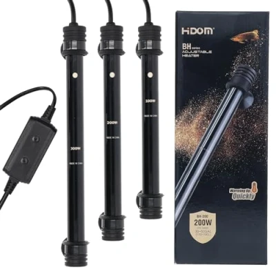 Image of Finest Filters Hidom Aquarium Fish Tank Submersible Heater Quartz Glass Adjustable for Tropical Marine Tanks (50W)