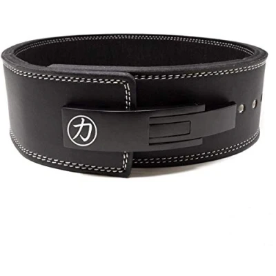 Image of Strength Shop 10mm Lever Belt Embossed Logo Black IPF Approved (Medium)