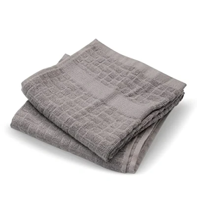Image of Cuisinart Bamboo Light Grey Tea Towels for Kitchen Set of 2 Anti Microbial, Odour Resistant, Absorbent Towels, and Cotton Blend, 40x70 cm