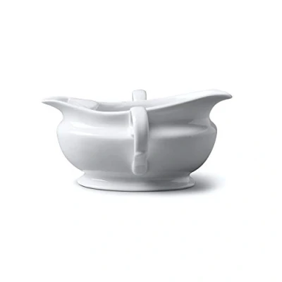 Image of Traditional Porcelain Gravy Boat Fat Separator with Two Handles, Wm Bartleet &amp; Sons, White (300ml)