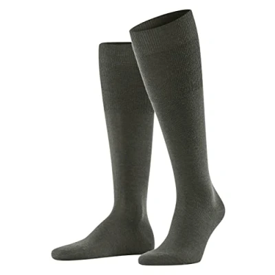 Image of FALKE Men&#039;s Airport M KH Wool Cotton Long Plain 1 Pair Knee High Socks, Green (Green Melange 7155), 8.5 9.5