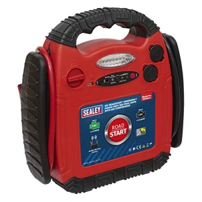 Image of Sealey Rs132 Roadstart Emergency Power Pack &amp; Air Compressor 12V 900 Peak Amps